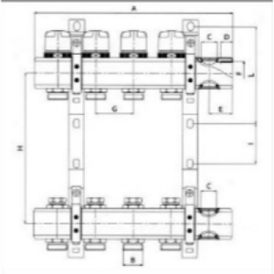 Коллектор теплого пола Valtec 1" 6x3/4" из латуни с балансировочными и термостатическими клапанами