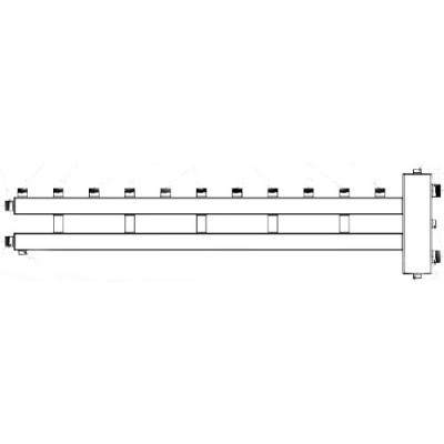 Коллектор отопления с гидрострелкой Gidruss BM-100-6U (100 кВт, 6 контуров, вход G1/4 Межосевое расстояние 125 мм)